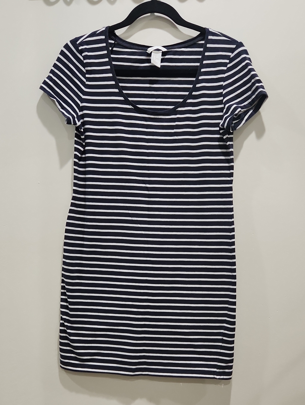 Navy & White Striped Scoop Neck Tee Dress